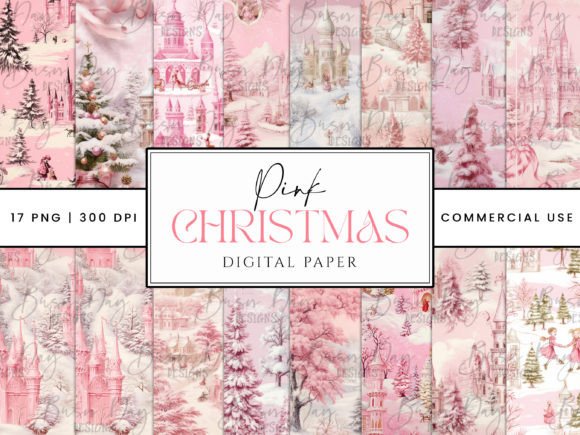 Download Pink Christmas Digital Paper Printable - Premium Bundle