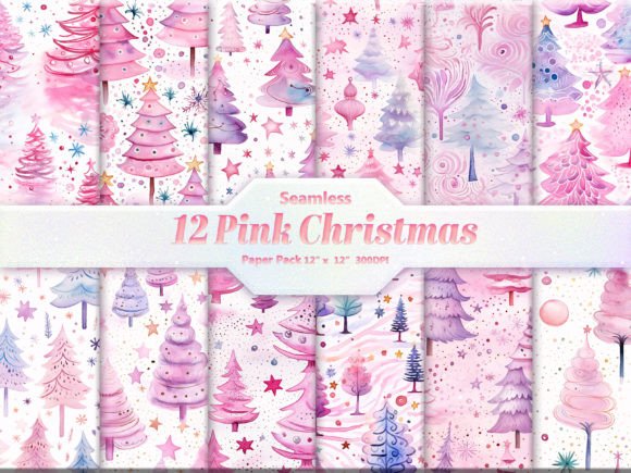Download Pink Christmas Digital Paper Pack - Premium Bundle
