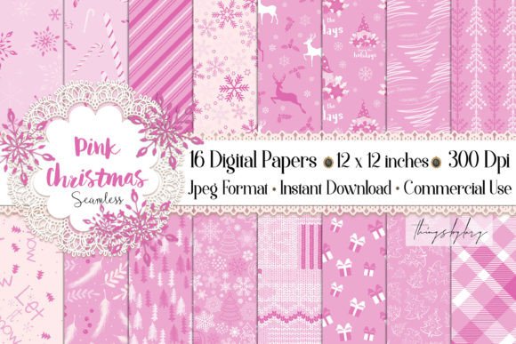 Download Seamless Pink Christmas Digital Paper - Premium Resources