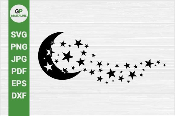 Download Crescent Moon and Stars, Star Waves SVG - Crescent moon Collection