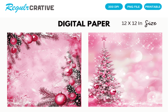 Download Printable Pink Christmas Digital Paper - Premium Resources