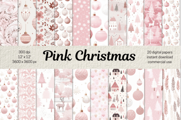 Download Pink Christmas Digital Paper Background - Premium Resources