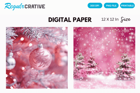 Download Printable Pink Christmas Digital Paper - Premium Resources